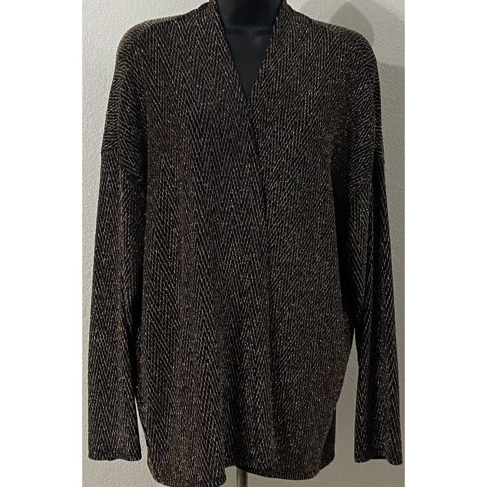 Chaus New York Women Size X-Large Black With Metallic Accent Open Blazer